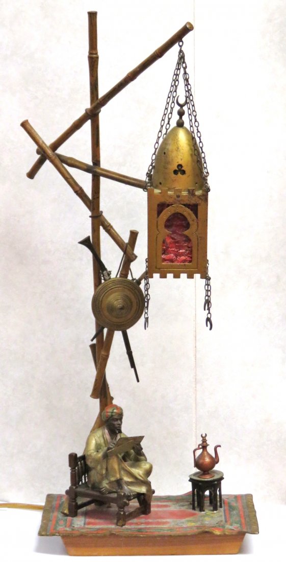 FRANZ BERGMAN COLD PAINTED BRONZE RUG MERCHANT LAMP (1 of 9)