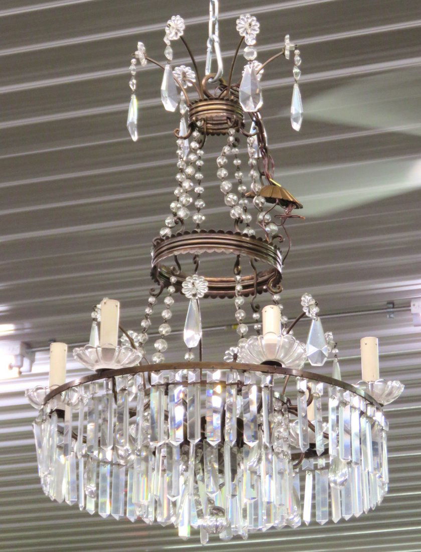 ANTIQUE FRENCH CRYSTAL & BRONZE CHANDELIER (1 of 5)