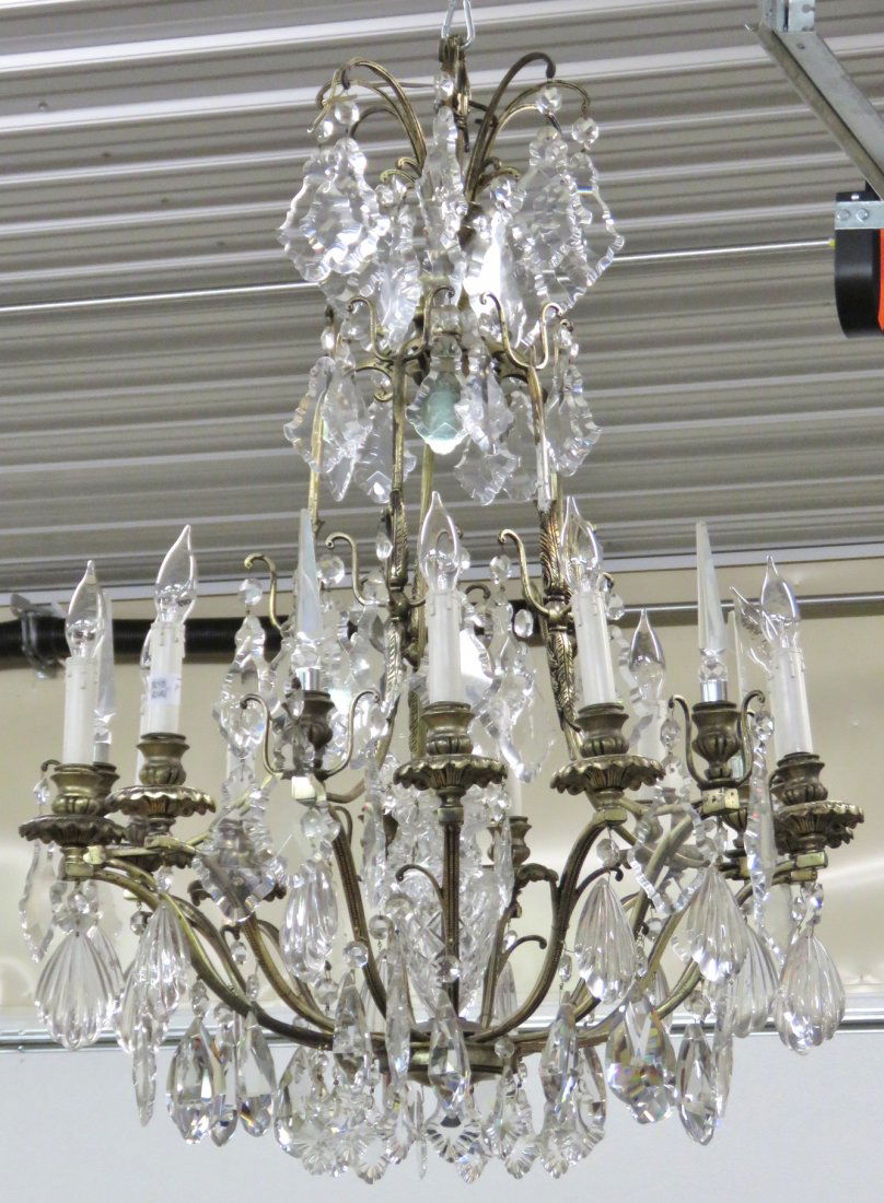 ANTIQUE BRONZE & CRYSTAL BIRDCAGE CHANDELIER (1 of 7)