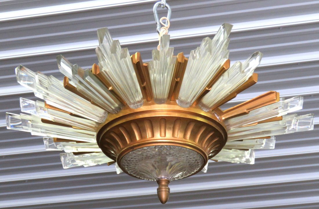 FRENCH ART DECO STARBURST CHANDELIER (1 of 8)