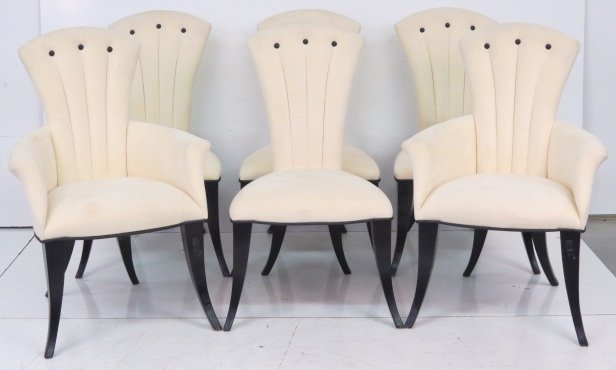 6 ART DECO STYLE EBONIZED DINING CHAIRS (1 of 6)
