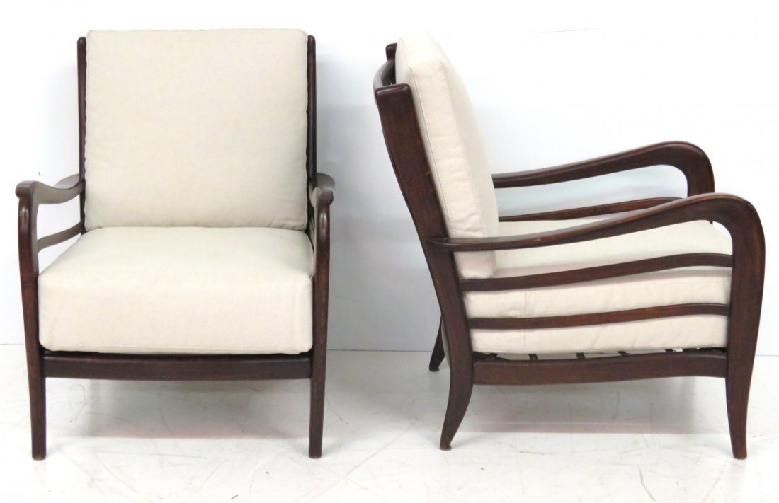 PAIR ITALIAN MODERN LOUNGE CHAIRS attr. PAOLO BUFFA (1 of 1)