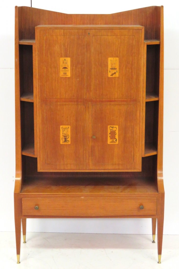 ITALIAN MODERN INLAID BAR CABINET mann. ICO PARISI (1 of 3)