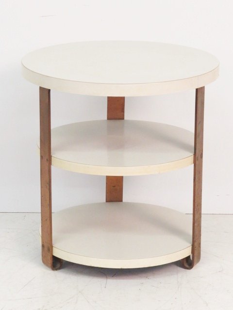 WHITE LAMINATE & METAL 3 TIER SIDE TABLE (1 of 1)