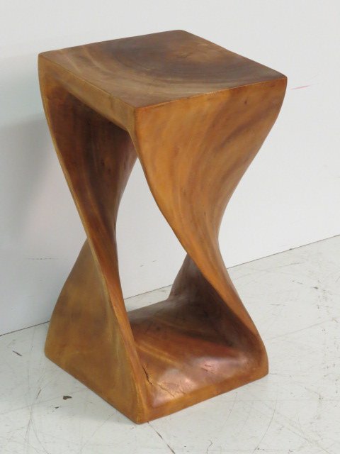 ORGANIC FREE FORM CARVED WALNUT PEDESTAL (1 of 4)