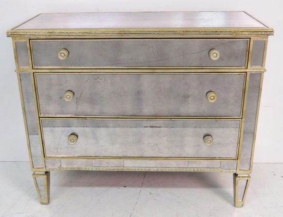MIRRORED & GILT 3 DRAWER CHEST (1 of 5)