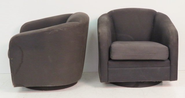 Pair MILO BAUGHMAN STYLE MODERN SWIVEL TUB CHAIRS (1 of 6)