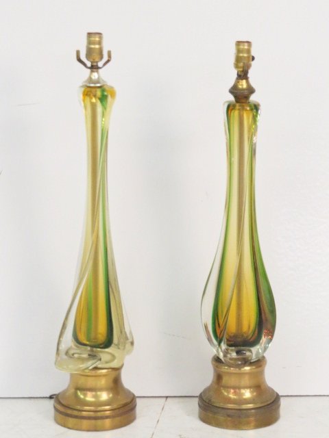 2 MURANO TWISTED ART GLASS TABLE LAMPS (1 of 7)