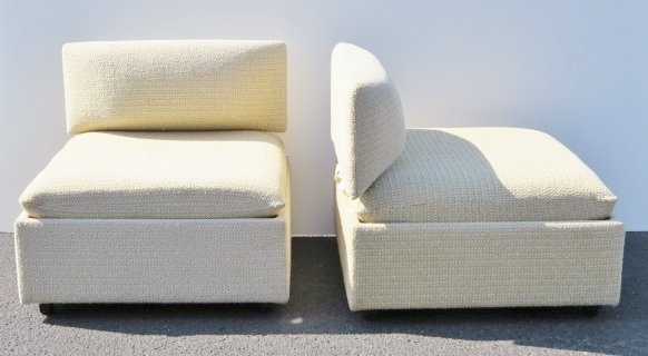 Pair CRAFT ASSOCIATES HOLLYWOOD REGENCY STYLE SLIPPER: Cream upholstery. 29"h. x 32"w. x 30"d.