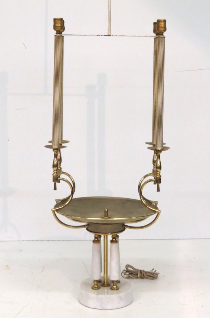 TOMMI PARZINGER STYLE BRASS & MARBLE TABLE LAMP (1 of 5)
