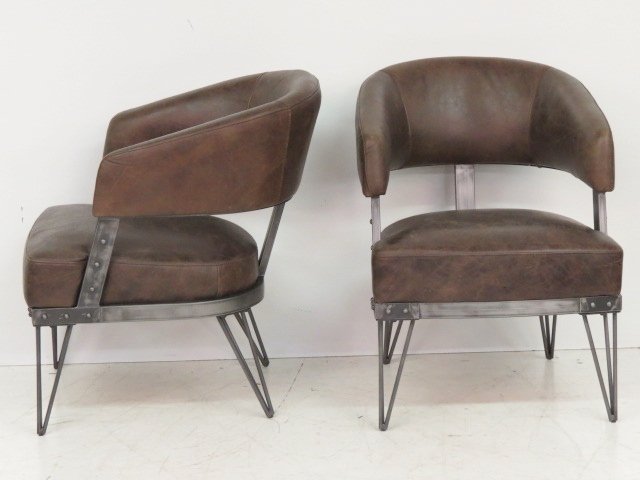 Pair INDUSTRIAL STYLE SIDE CHAIRS (1 of 4)