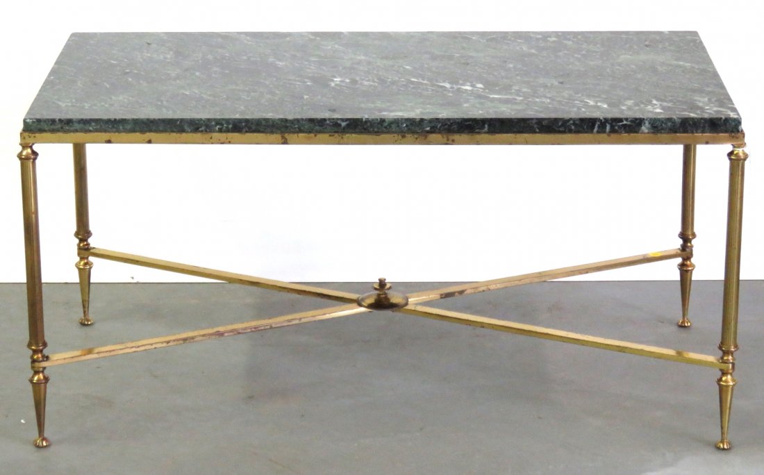 DECORATIVE STYLE MARBLE TOP BRASS COFFEE TABLE (1 of 4)
