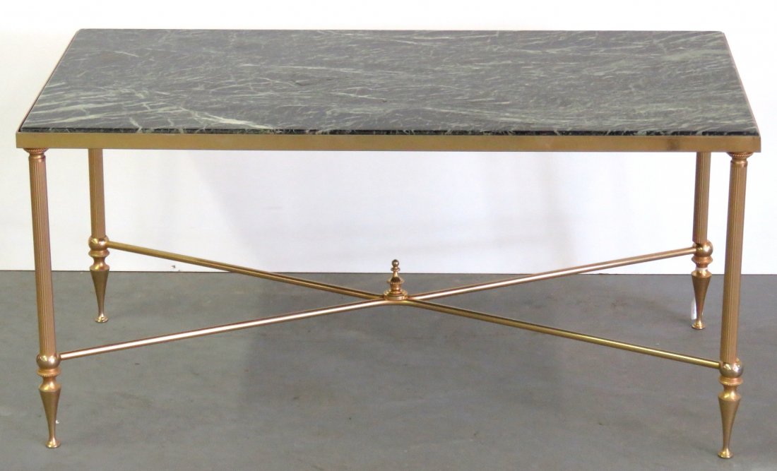 DECORATIVE STYLE MARBLE TOP BRASS COFFEE TABLE (1 of 4)