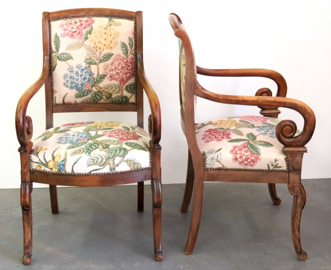 PAIR FRENCH EMPIRE STYLE FAUTEUILS (1 of 4)