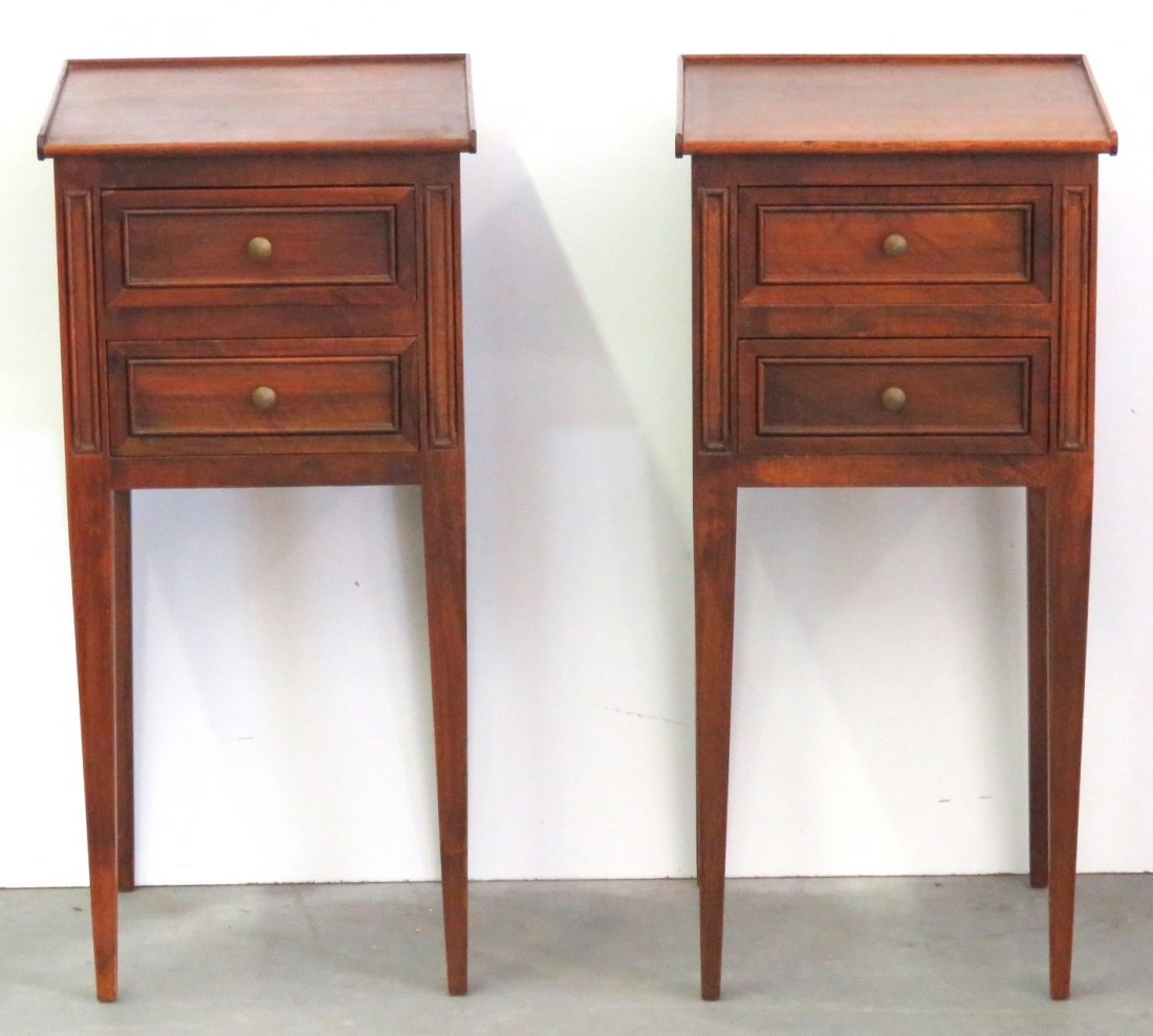 PAIR FRENCH DIRECTOIRE STYLE WALNUT STANDS (1 of 4)