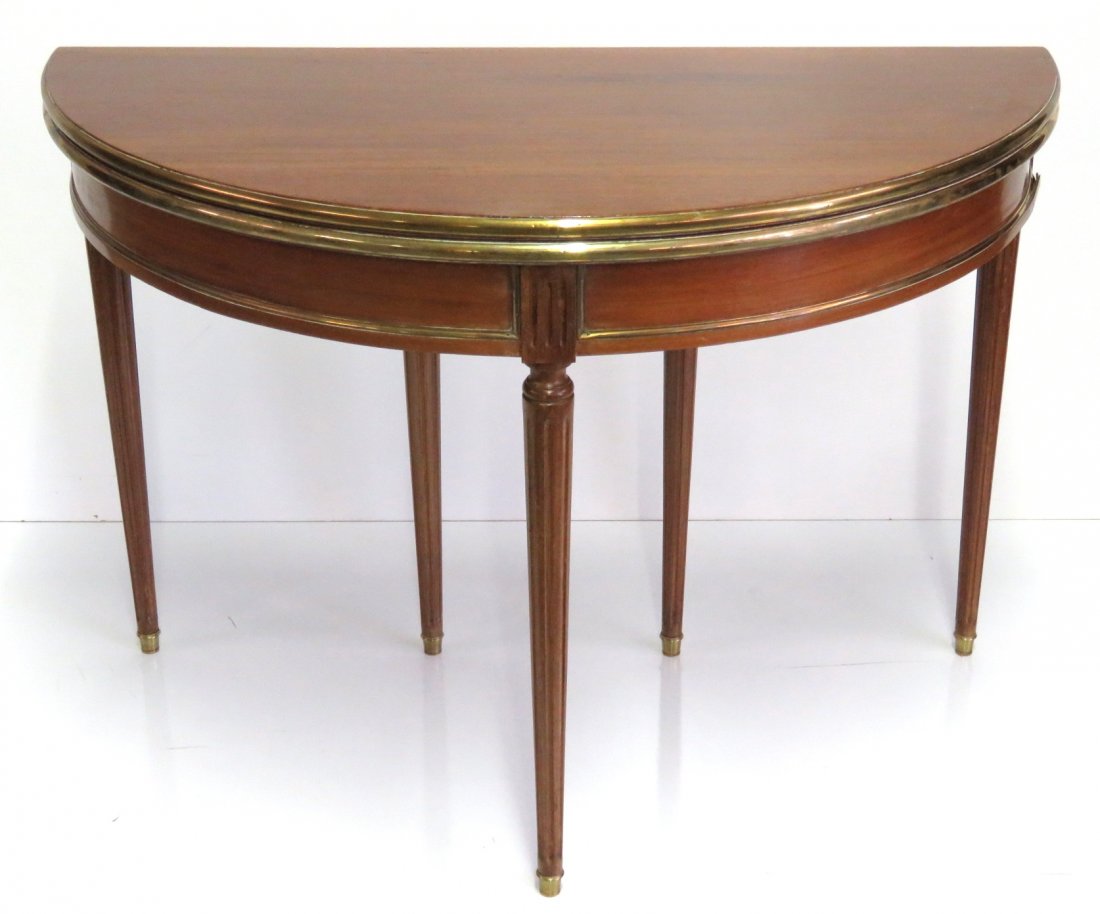 ANTIQUE LOUIS XVI STYLE DEMILUNE GAME   TABLE (1 of 5)