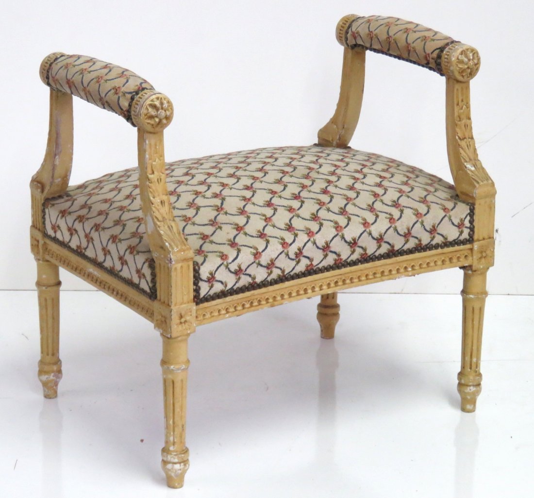 ANTIQUE LOUIS XVI STYLE PAINTED STOOL (1 of 4)