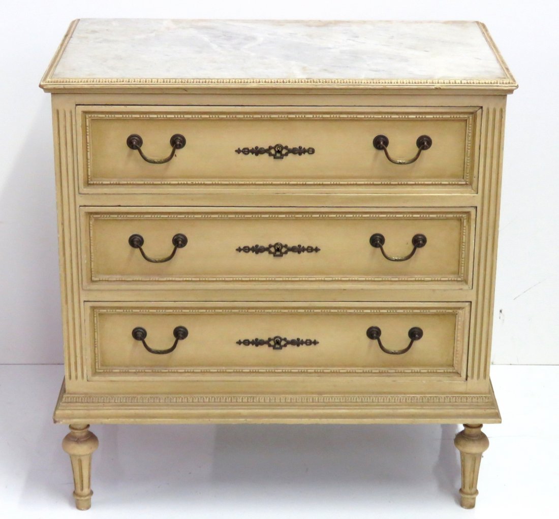 FRENCH CREAM PAINTED MARBLETOP COMMODE (1 of 5)