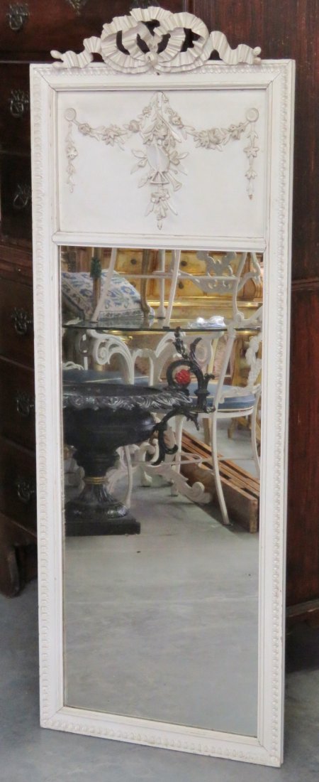 ANTIQUE FRENCH CREAM PAINTED MIRROR (1 of 4)