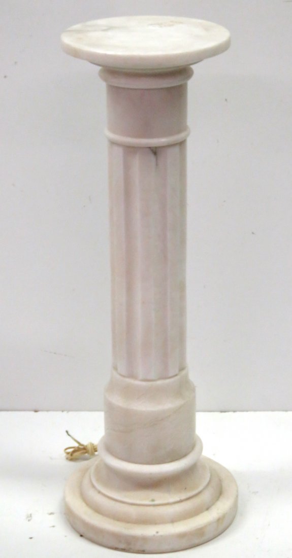 CARVED WHITE MARBLE 31'' COLUMN PEDESTAL (1 of 3)