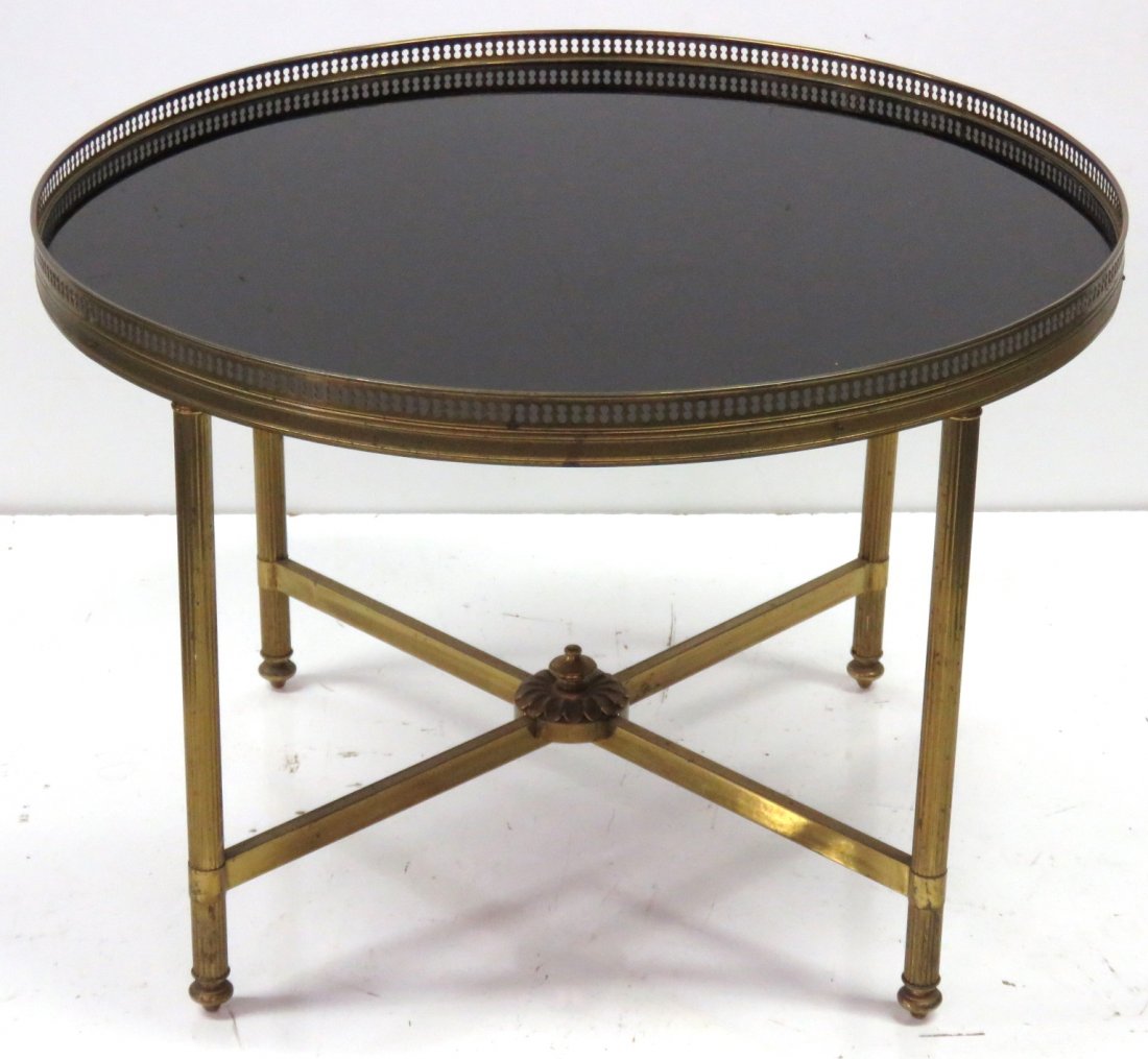DIRECTOIRE STYLE ROUND GLASS TOP COFFEE TABLE (1 of 5)