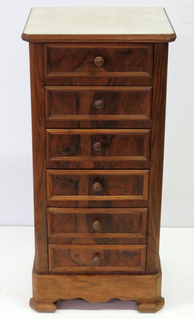 ANTIQUE FRENCH WALNUT MARBLETOP NIGHTSTAND (1 of 5)