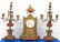 3 pc. LOUIS XVI STYLE GILT BRONZE & MARBLE CLOCK SET