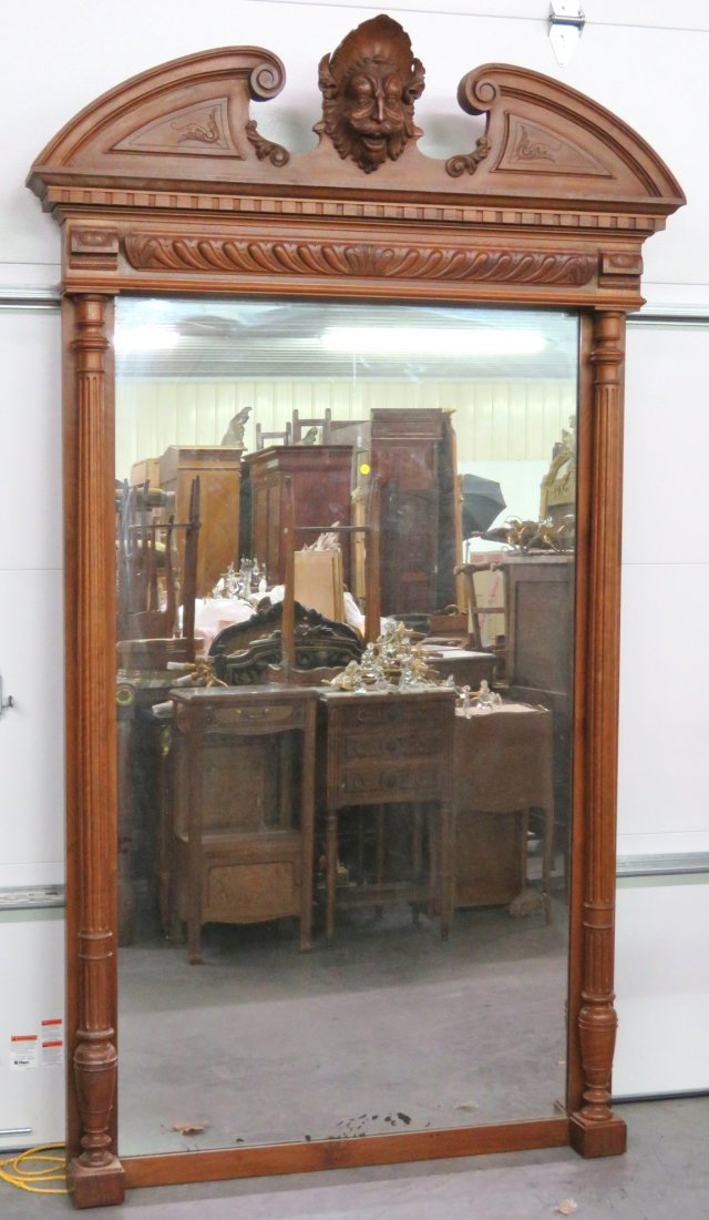 ANTIQUE FRENCH PIER MIRROR w/ CARVED SATYR MASK (1 of 4)