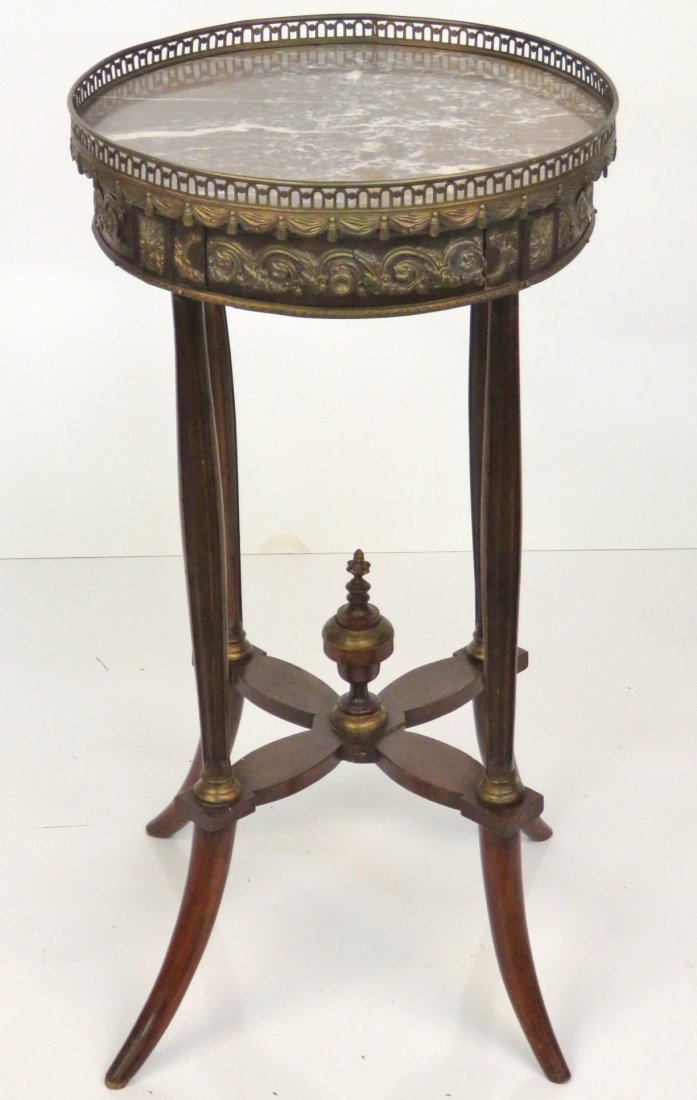 ANTIQUE FRENCH GILT BRONZE MOUNTED MARBLETOP STAND (1 of 4)