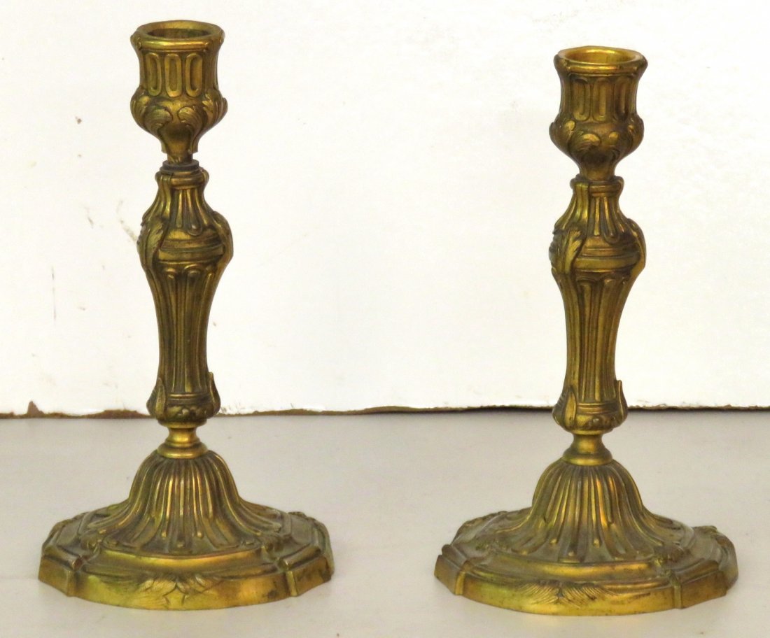 Pair ANTIQUE FRENCH 8" BRONZE CANDLESTICKS (1 of 4)