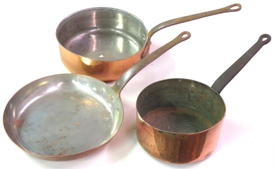 3 FRENCH TIN LINED COPPER PANS (1 of 4)