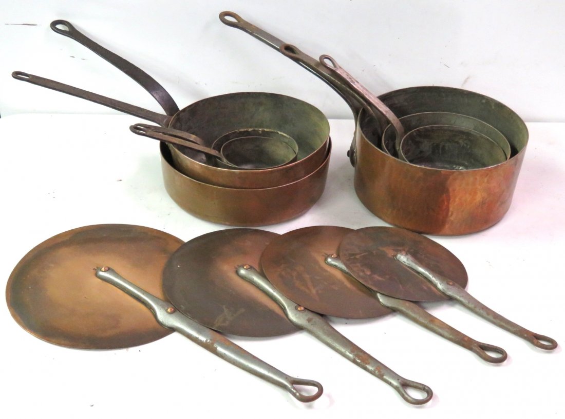 11pcs. FRENCH TIN LINED COPPER COOKWARE (1 of 4)
