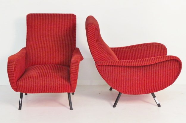 Pair SCULPTED ITALIAN DECO LOUNGE CHAIRS (1 of 4)
