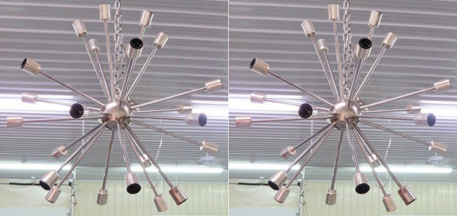 Pair CHROME SPUTNIK CHANDELIERS (1 of 5)