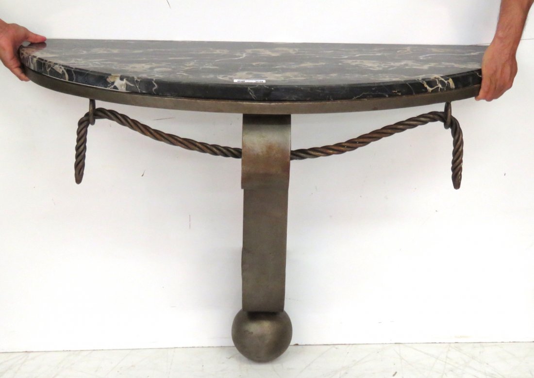 McLAIN WIESAND IRON MARBLETOP CONSOLE & MIRROR (1 of 8)