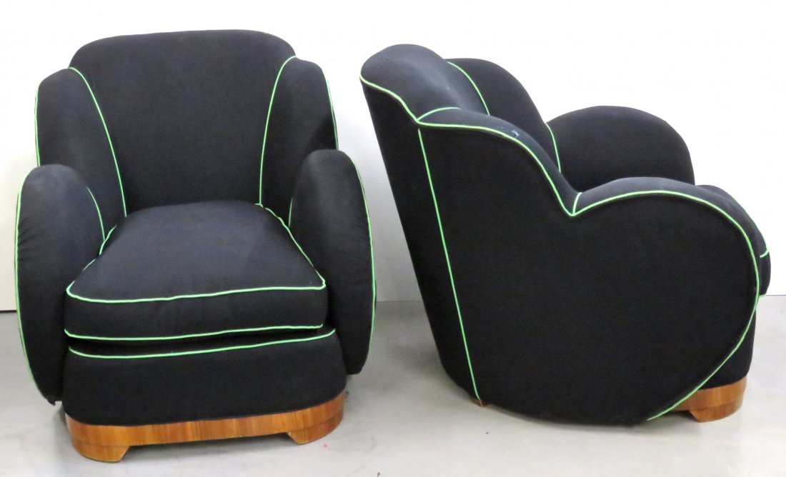 Pair ART DECO UPHOLSTERED CLUB CHAIRS (1 of 5)