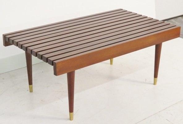 GEORGE NELSON STYLE SLAT TOP WALNUT COFFEE TABLE (1 of 6)