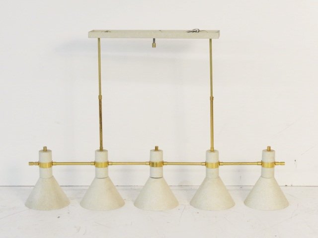 BRASS & PAINTED 5 LIGHT CHANDELIER (1 of 3)