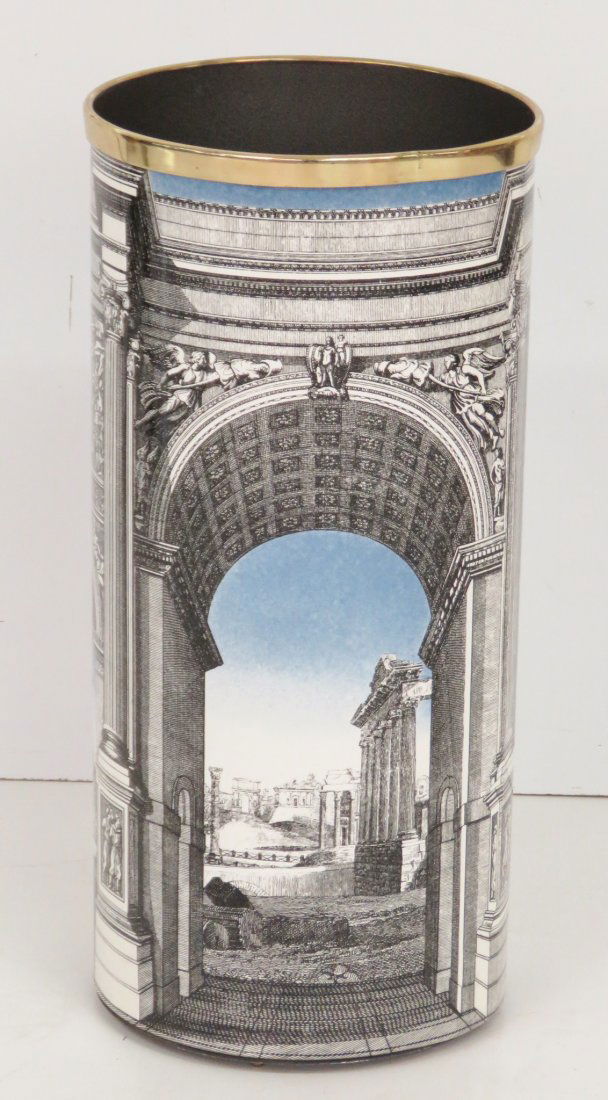 PIERO FORNASETTI DECORATED METAL UMBRELLA STAND (1 of 3)
