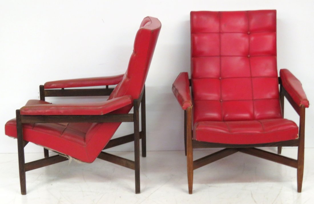 Pair ITALIAN MODERN TEAK LOUNGE CHAIRS (1 of 6)