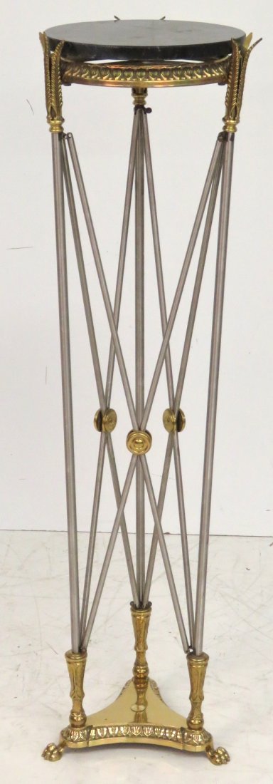 DIRECTOIRE STYLE BRASS & STEEL MARBLETOP STAND (1 of 5)