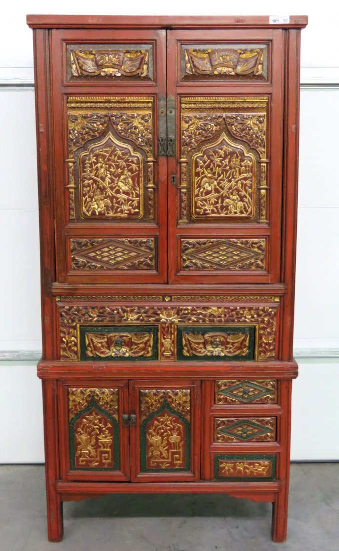 CONTINENTAL CARVED WALNUT COURT CUPBOARD (1 of 5)