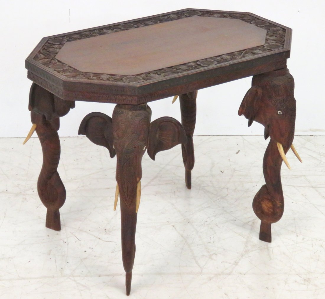ASIAN CARVED ELEPHANT HEAD TABLE (1 of 6)
