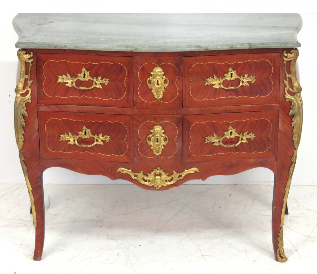 FRENCH STYLE ROSEWOOD MARBLETOP COMMODE (1 of 5)
