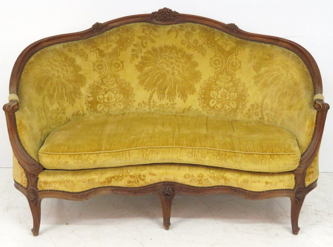 LOUIS XVI STYLE CARVED WALNUT SOFA (1 of 4)