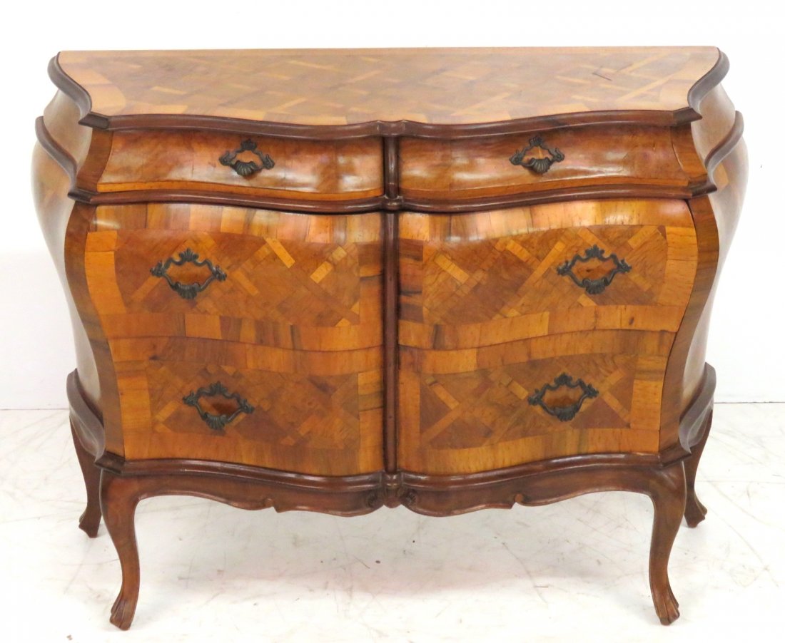 VINTAGE ITALIAN OLIVE WOOD BOMBAY COMMODE (1 of 4)