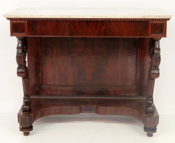 ENGLISH REGENCY MARBLETOP CONSOLE w/ CARVED SWANS (1 of 5)