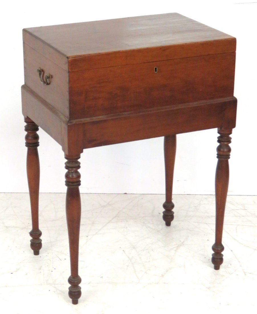 19th c. ANTIQUE DOVETAILED WALNUT BOX ON STAND (1 of 3)