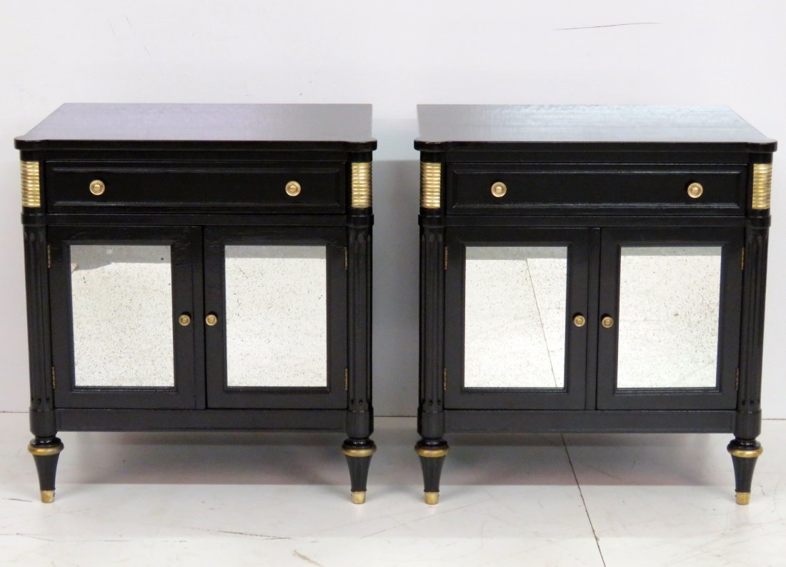 Pair CUSTOM EBONIZED MIRROR DOOR STANDS (1 of 6)