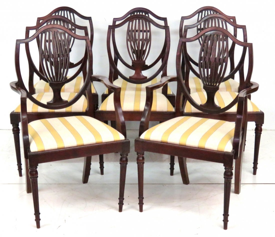 8 CUSTOM MAHOGANY SHIELDBACK DINING CHAIRS (1 of 6)